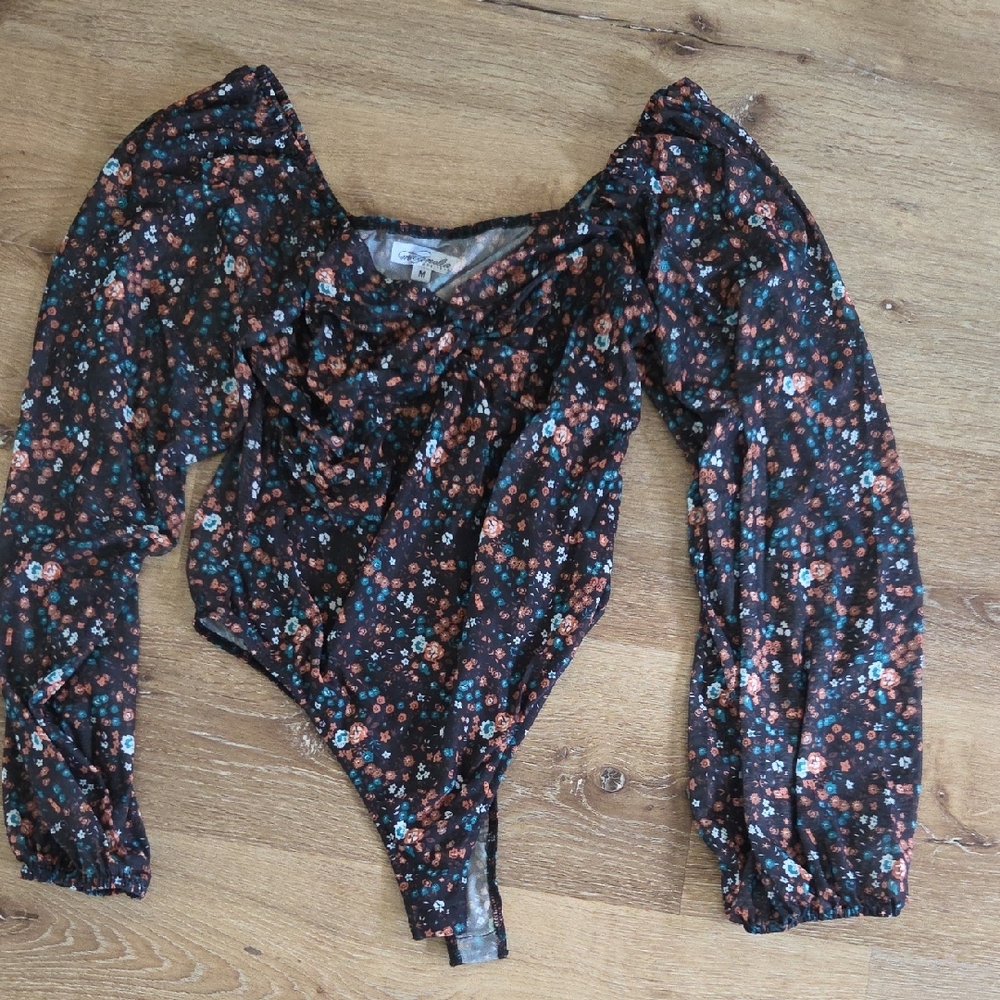 Floral Long Sleeve Women's Bodysuit